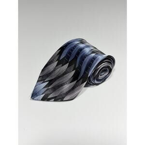 DON LOPER BEVERLY HILLS Polyester Tie Blue Abstract Pattern Mens Size 60X3.5